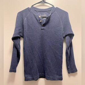 Arizona Jean Company Blue Long Sleeve Henley Shirt, Size M
